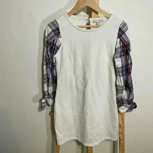 Free Assembly. dress Women’s White worth Plaid Sleeves Size XS